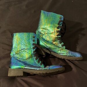 Iridescent Combat Boots